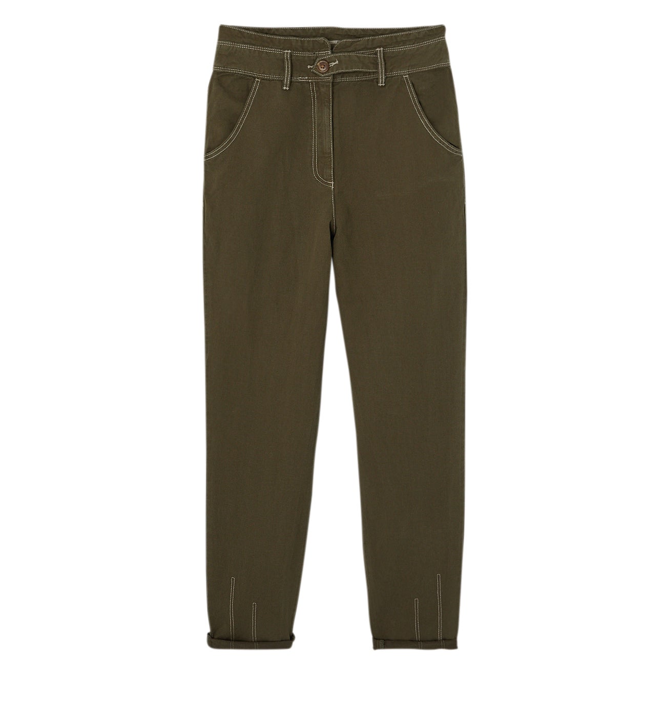 High-waist trousers - Khaki