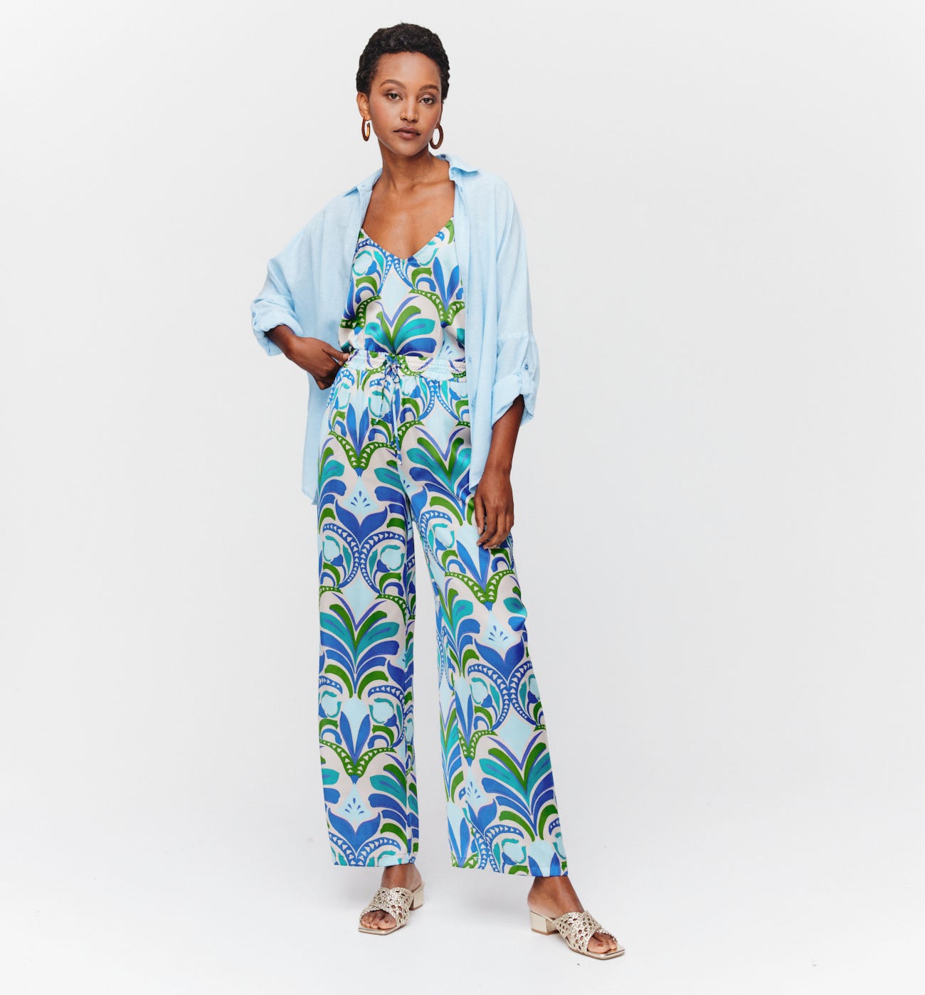 Silky patterned trousers