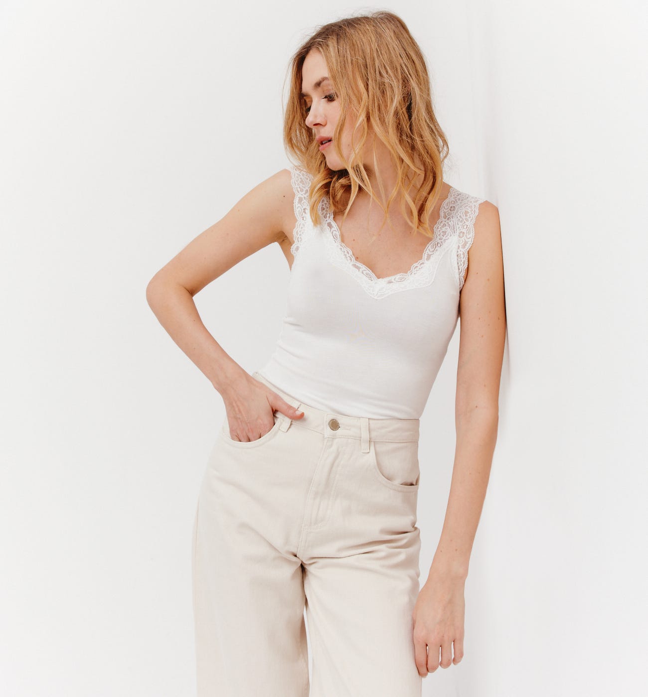 Top with lace straps