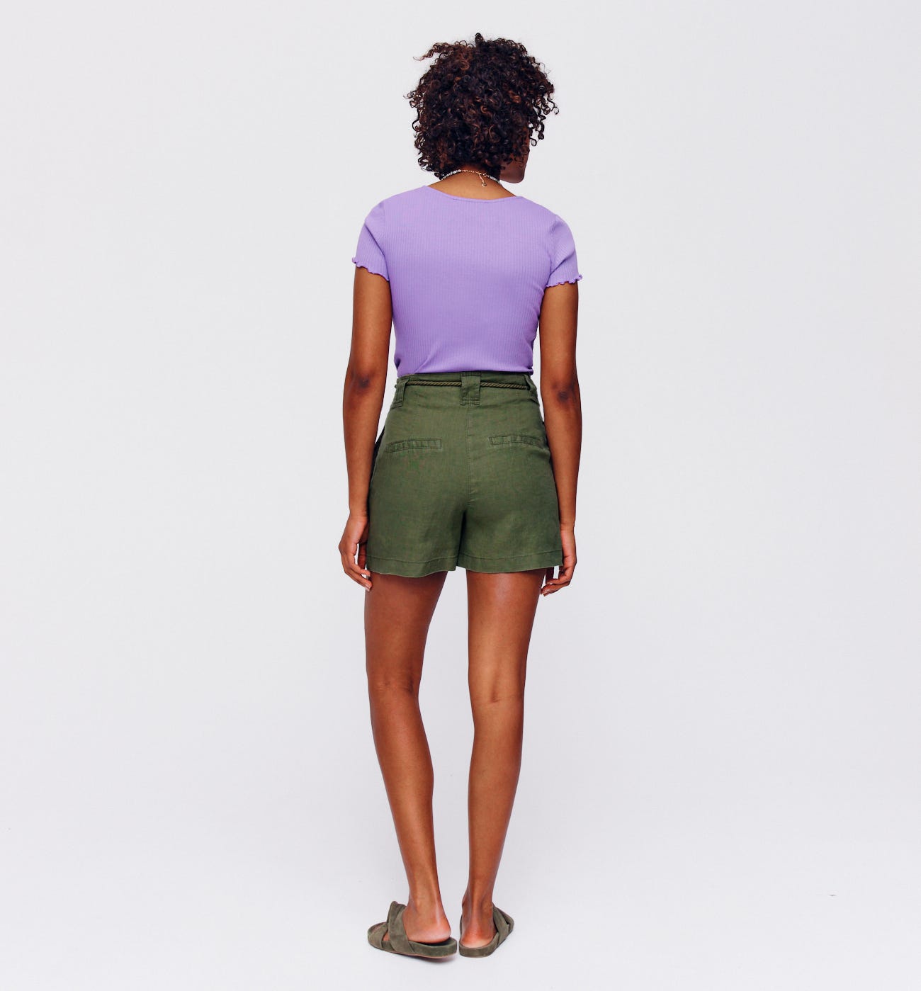 Linen high-waist shorts