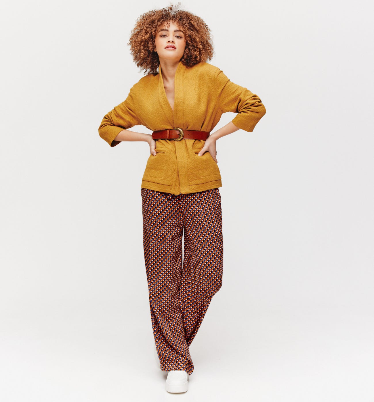 Pantalon large taille haute