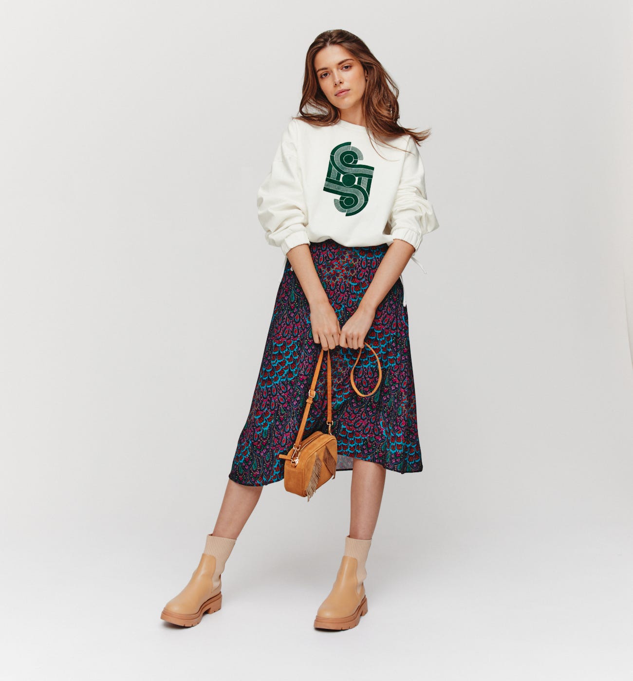 Sweatshirt mit Flockprint