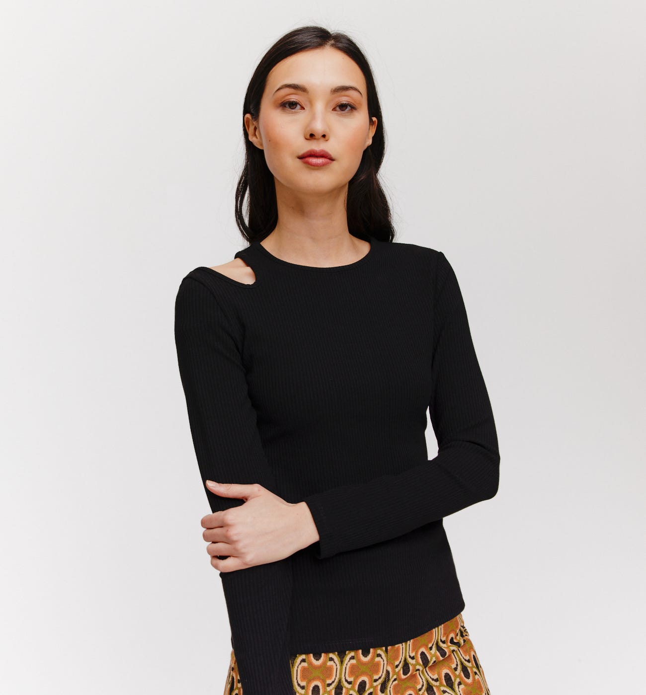 Ribbed long-sleeved top