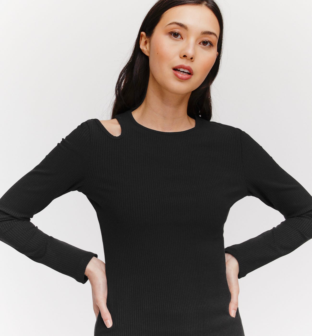 Ribbed long-sleeved top