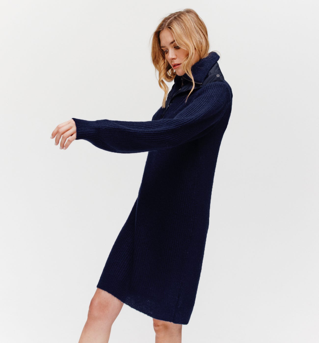 Trucker collar jumper dress Dark blue