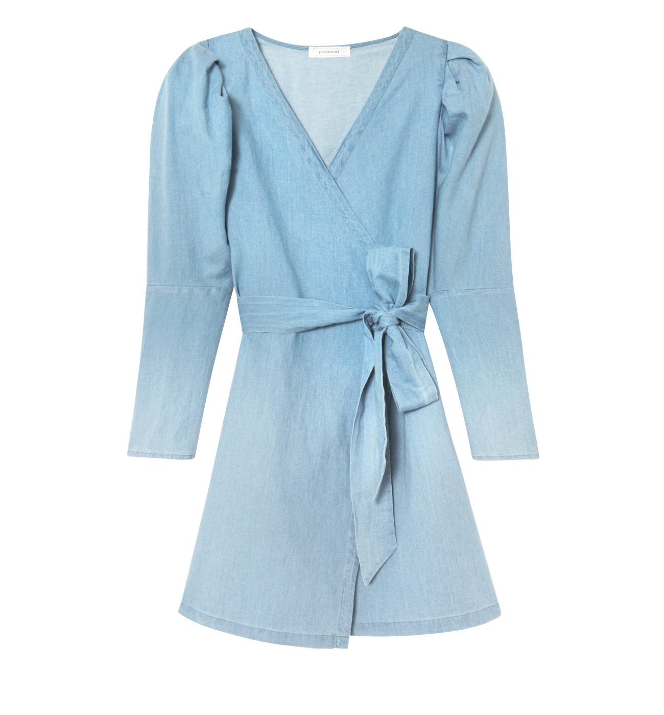 Cotton-linen crossover dress
