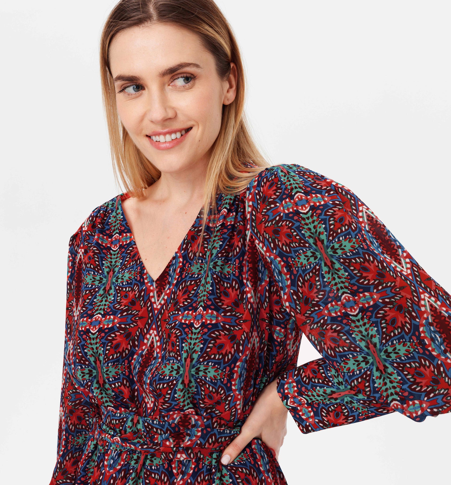 Patterned voile dress