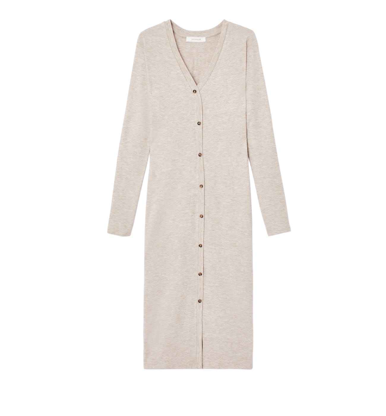 Long button-front jumper dress