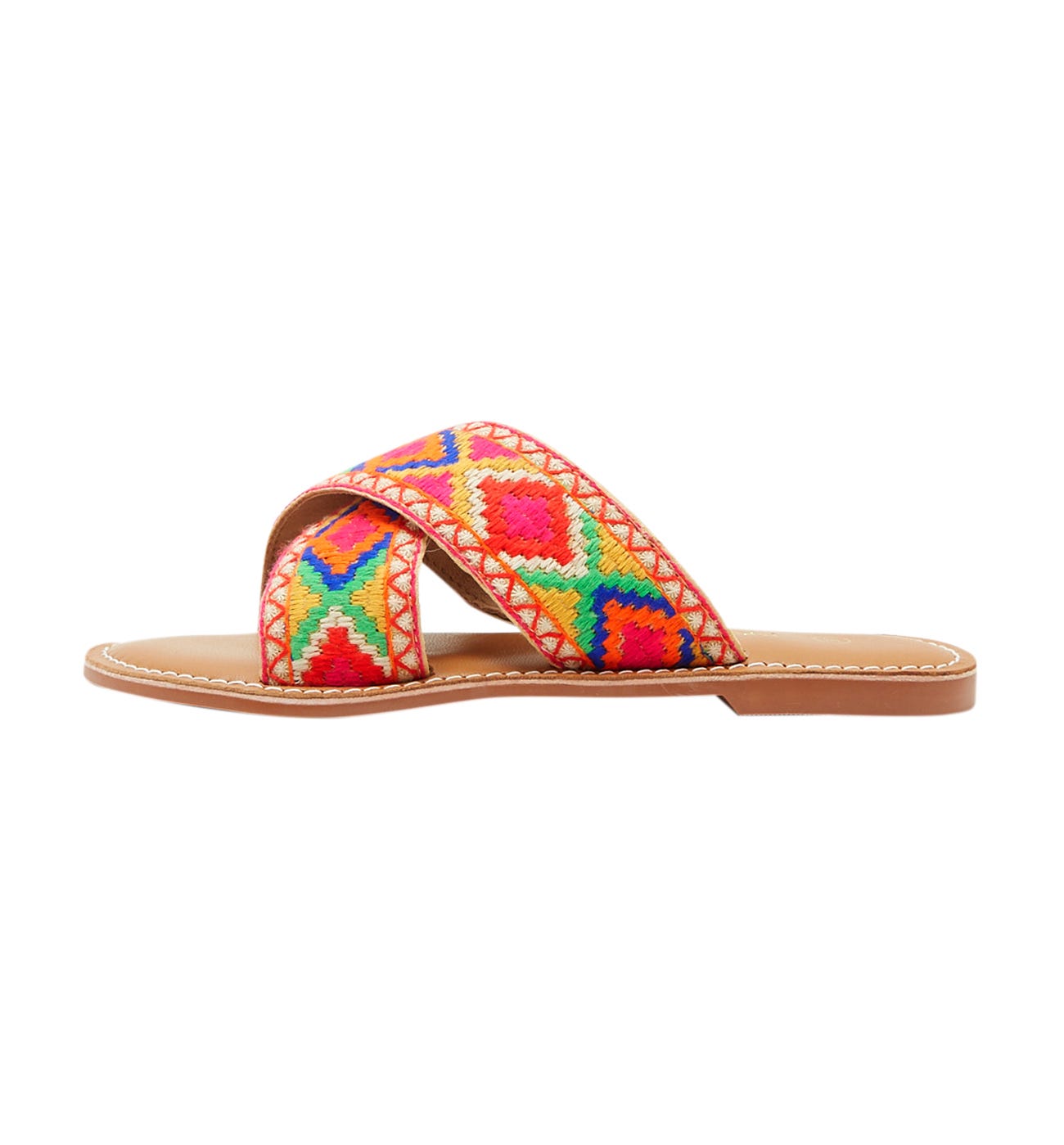 Embroidered strap mules