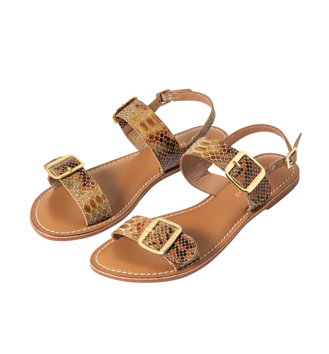 Flat python-effect sandals