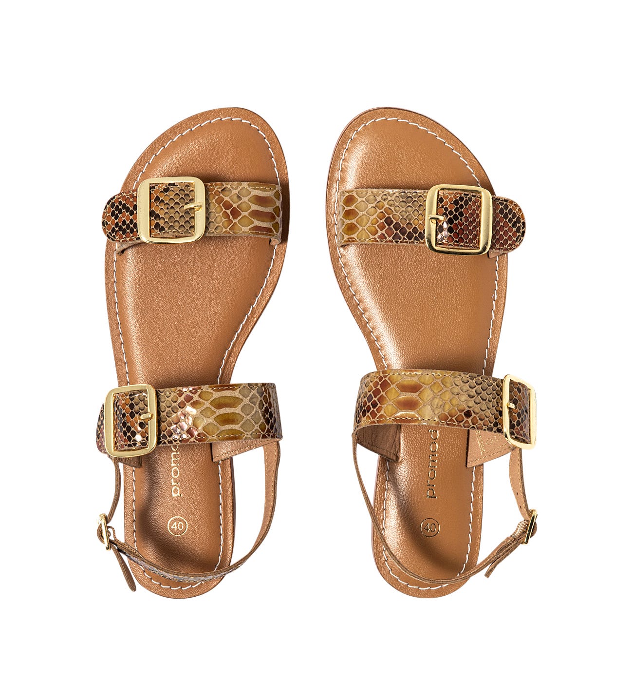 Flat python-effect sandals
