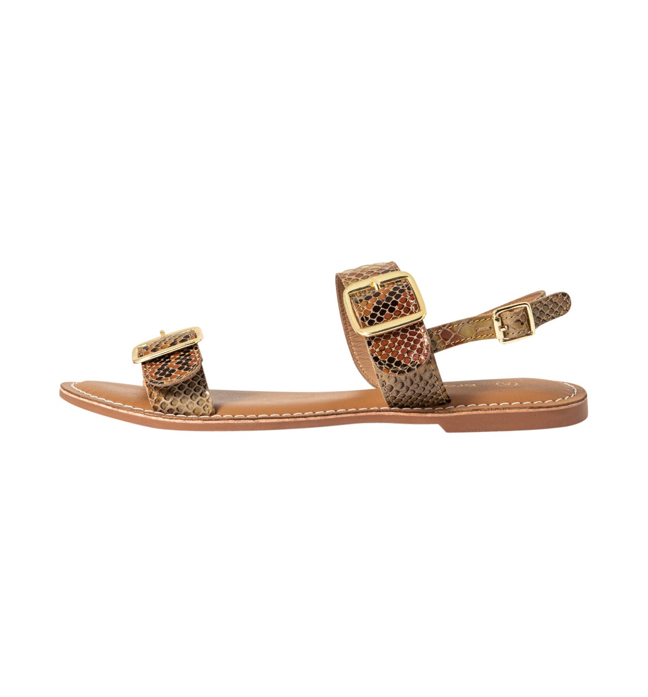 Flat python-effect sandals