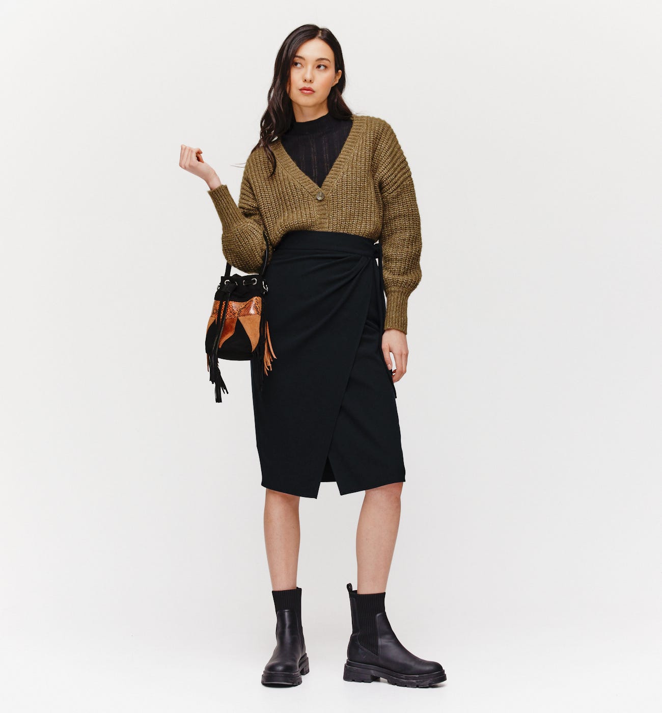 Midi crossover skirt