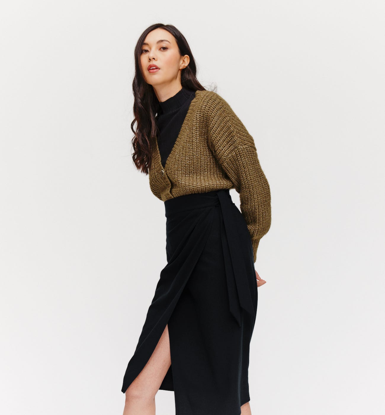 Velvet Crossover Midi Skirt