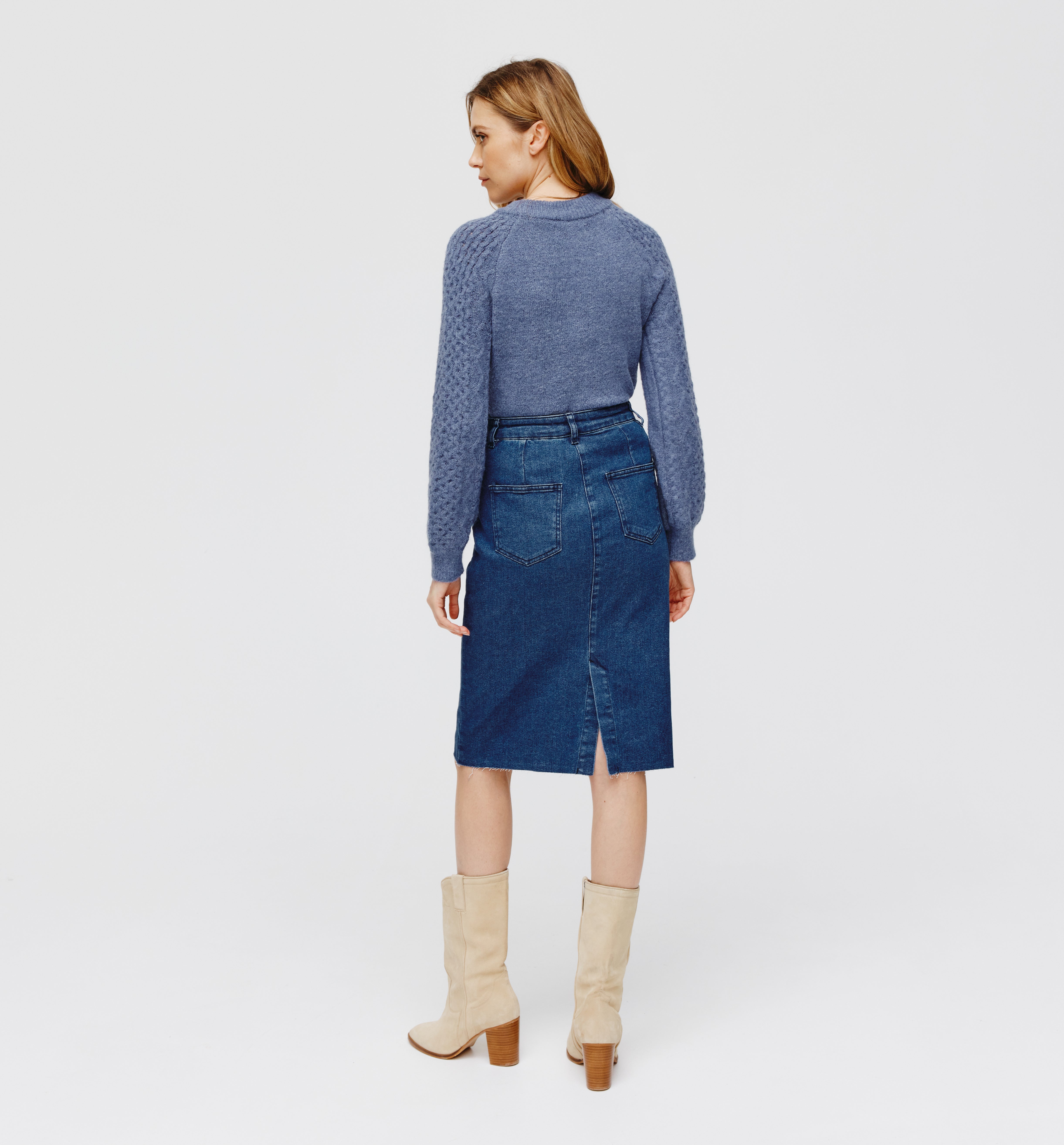 Denim midi skirt - Medium denim