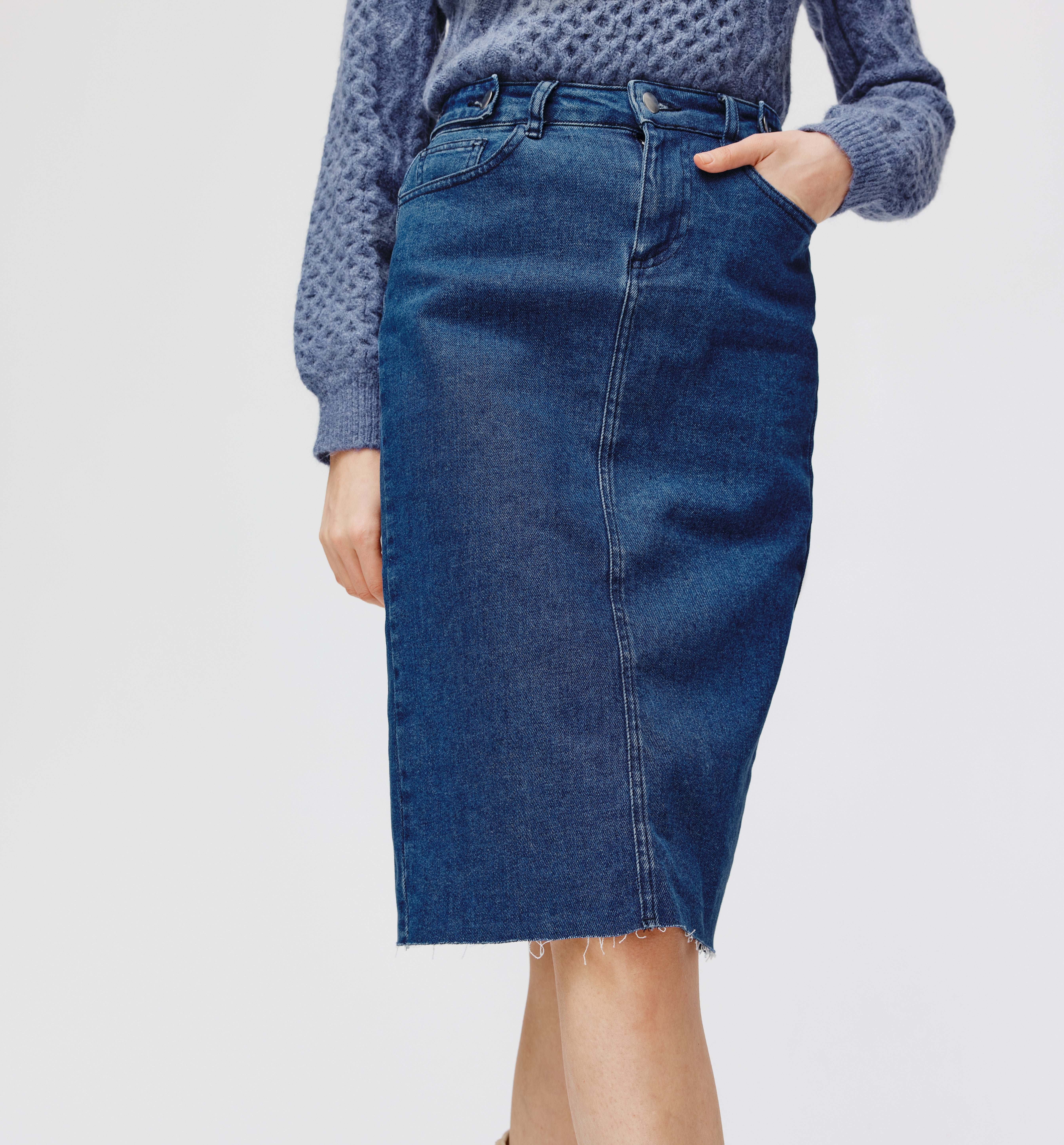 Denim midi skirt - Medium denim