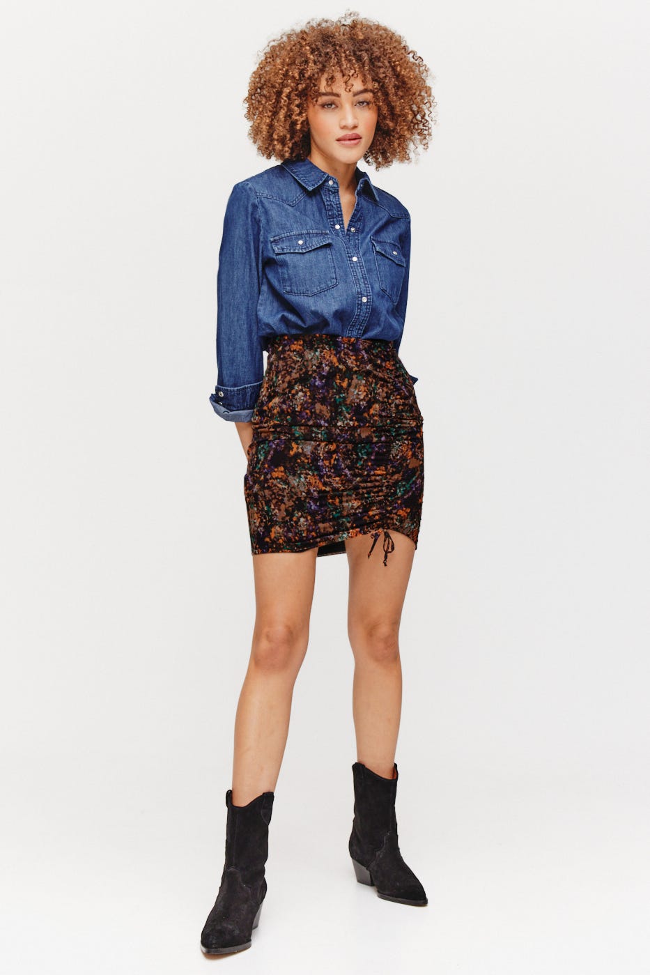 Patterned voile skirt