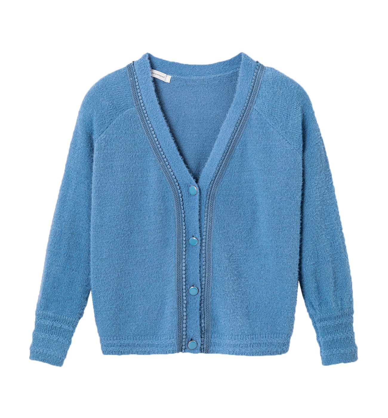 blue fluffy cardigan