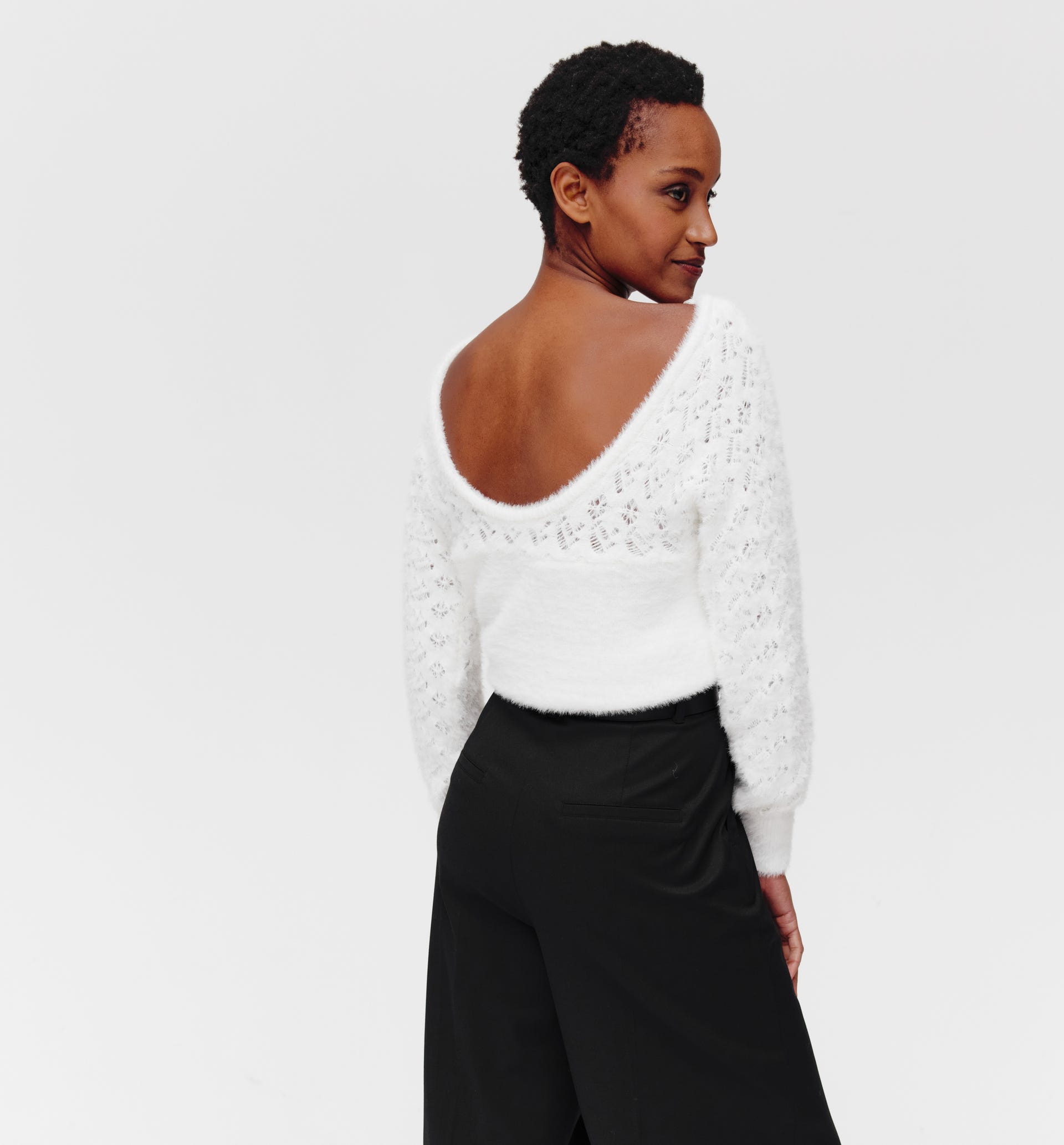 Plüsch-Pullover mit Lochmuster