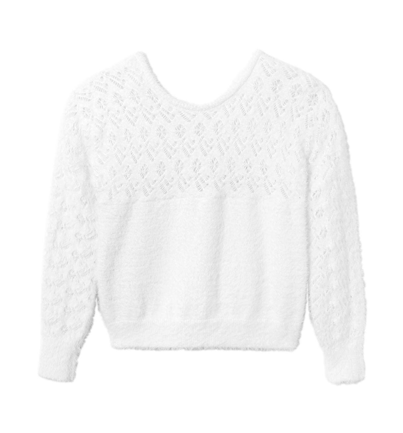 Plüsch-Pullover mit Lochmuster