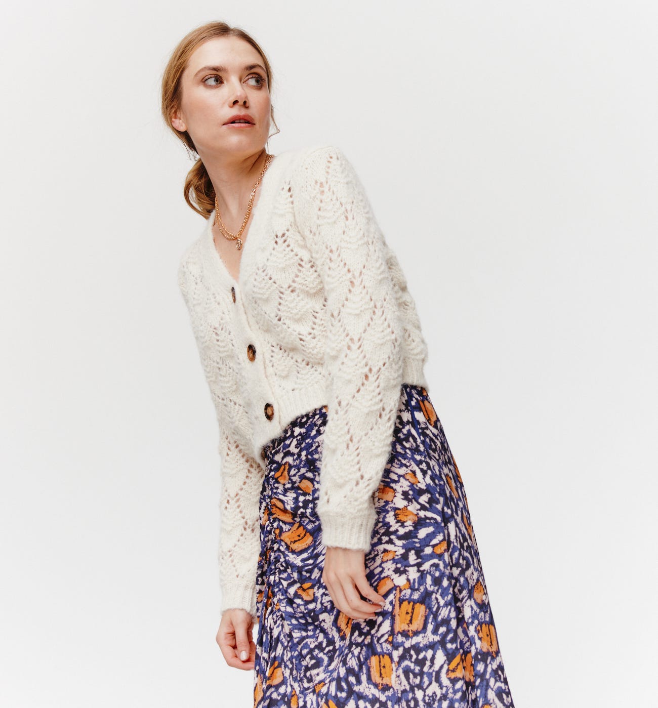 Gilet court ajouré Femme