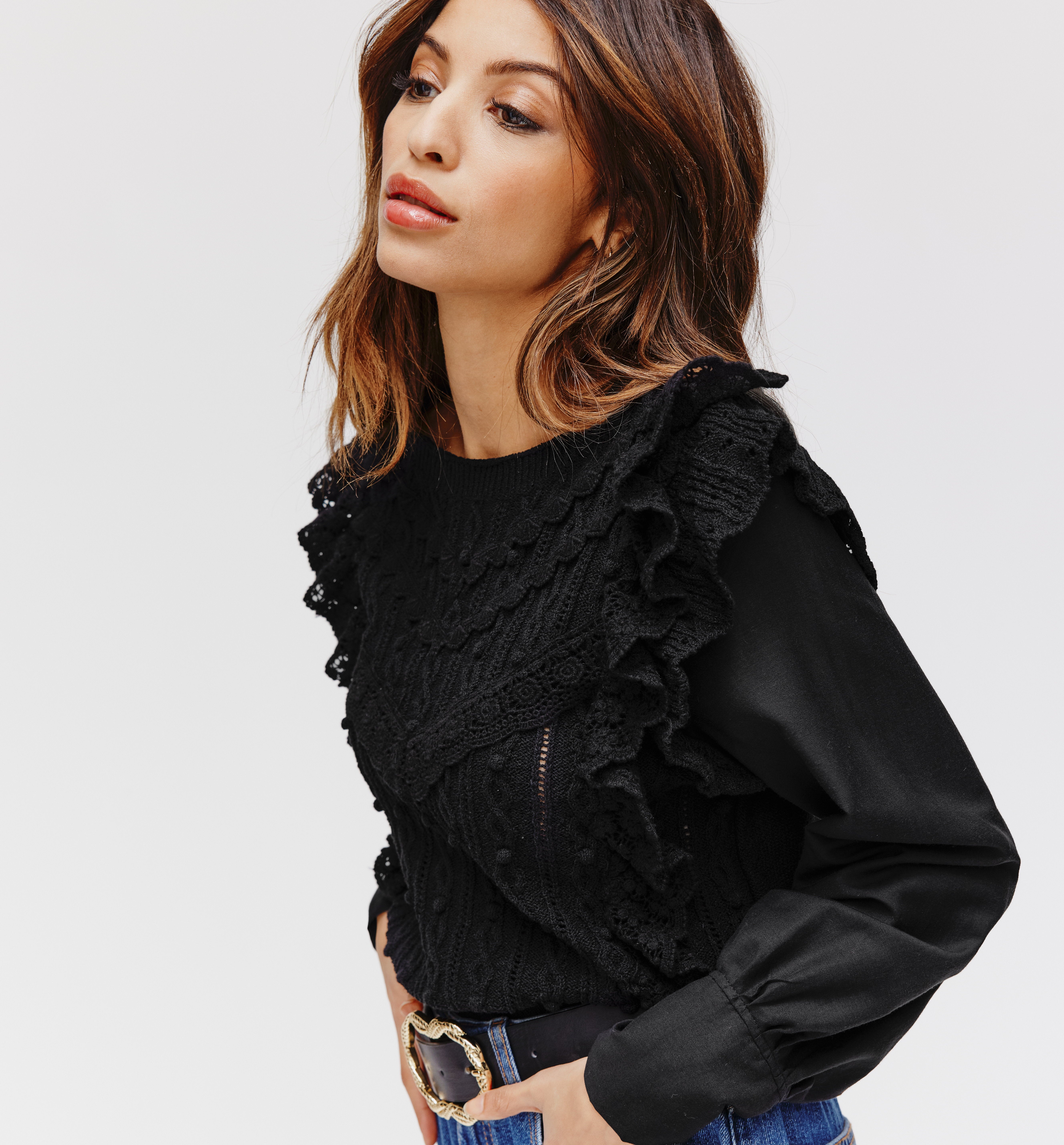 Layered-effect jumper - Black