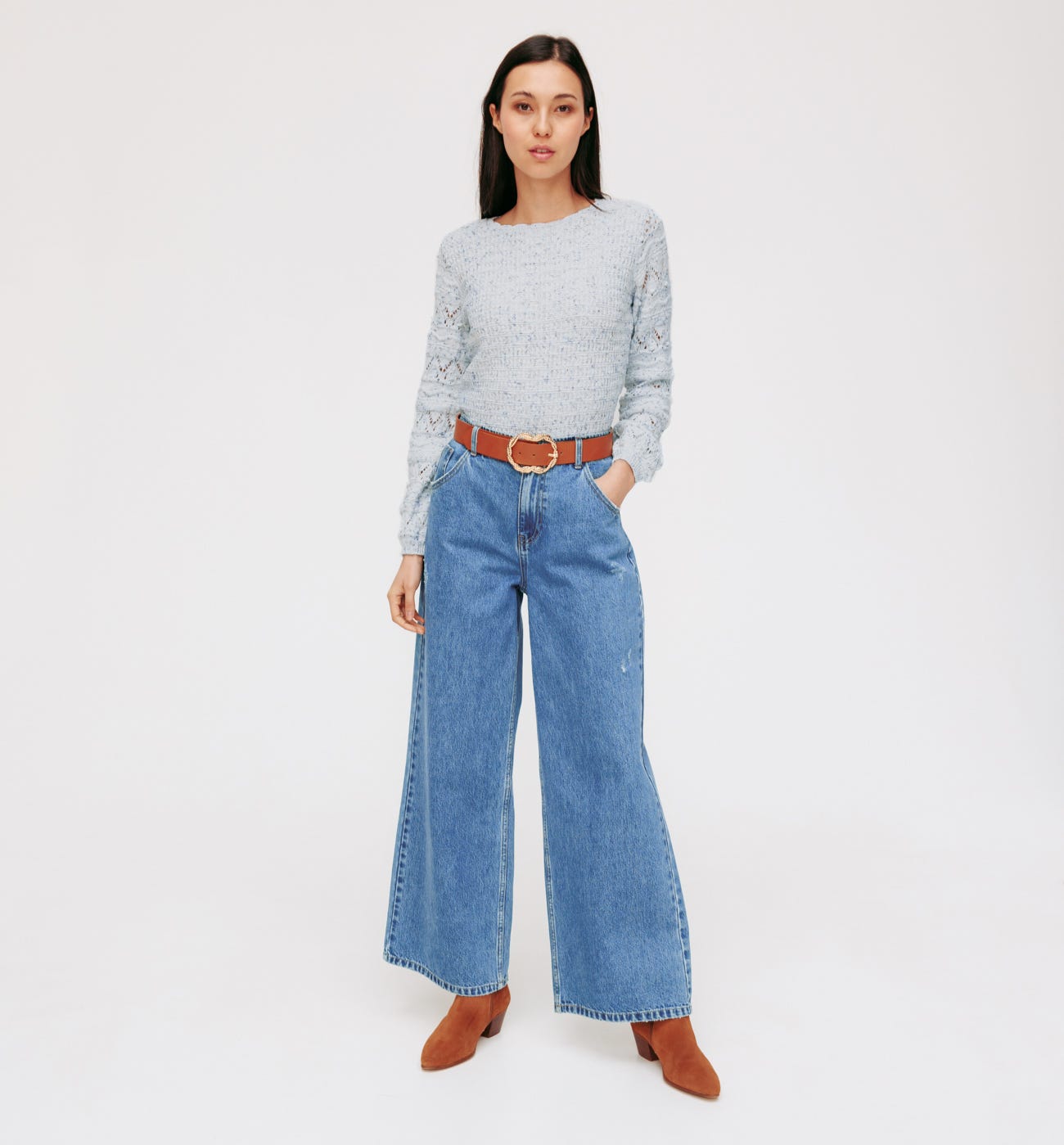 Openwork flecked jumper