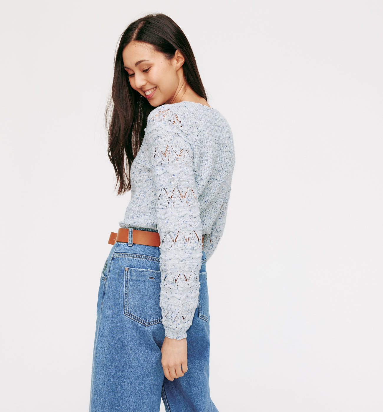 Openwork flecked jumper