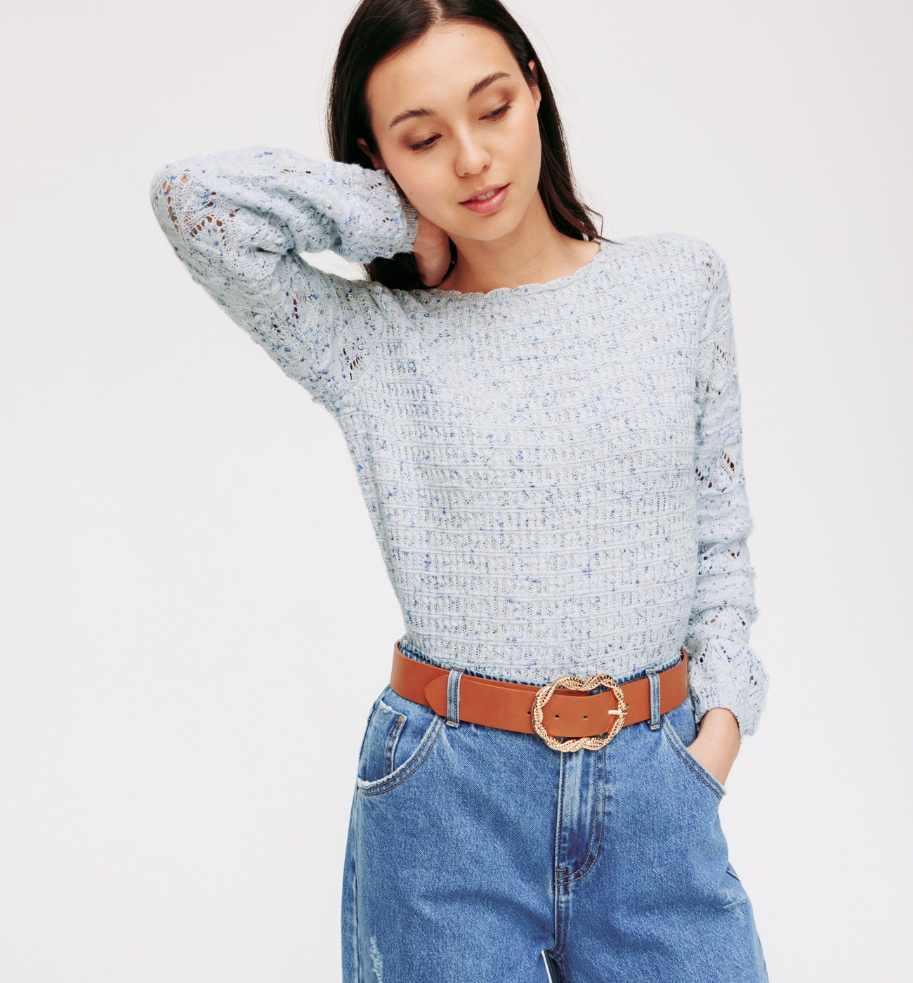 Openwork flecked jumper
