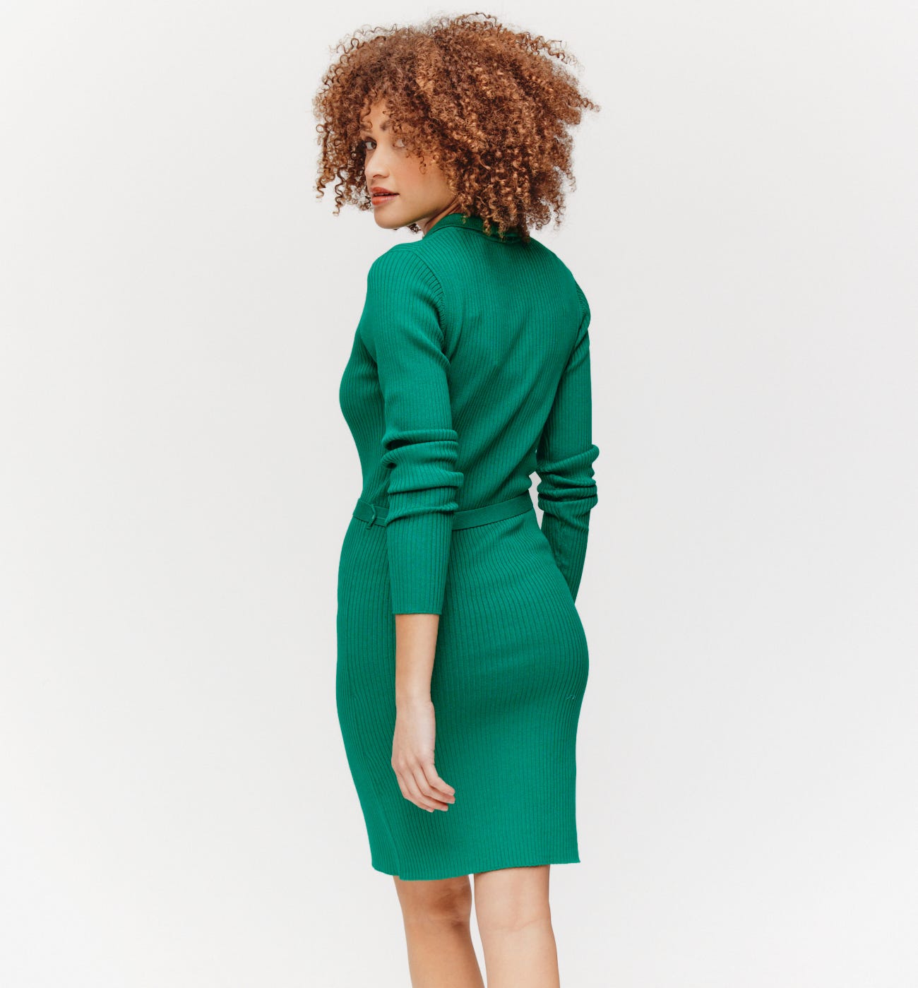 Robe-polo en maille côtelée
