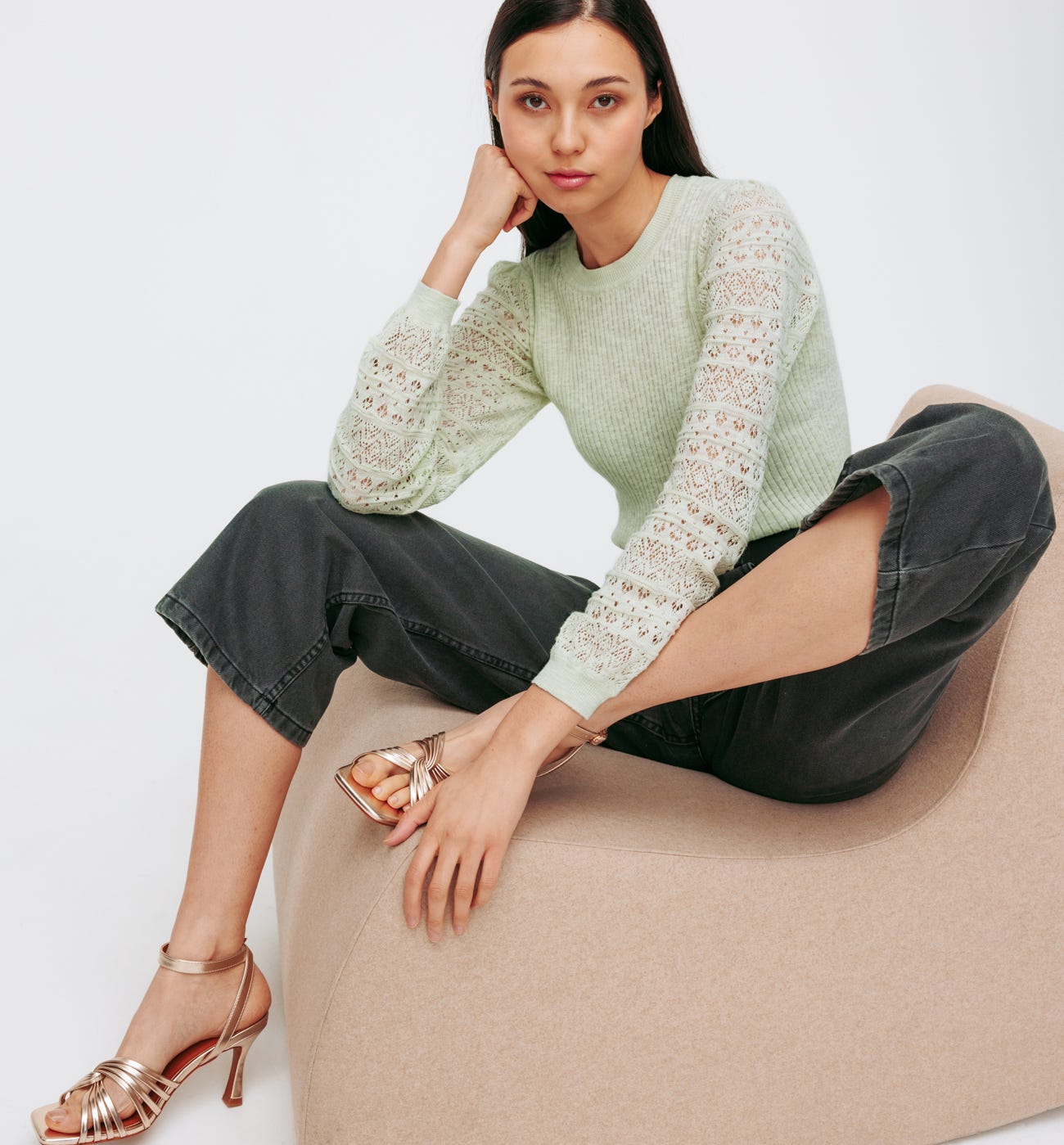 Ribbed openwork jumper