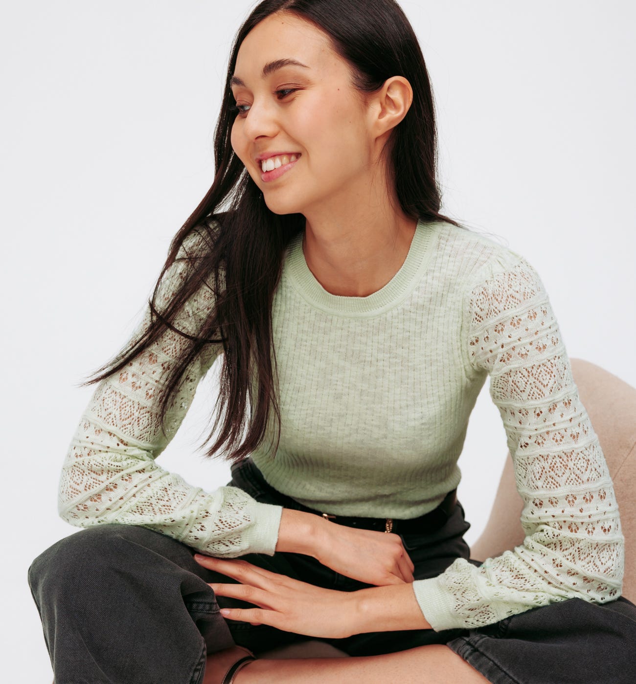 Ribbed openwork jumper