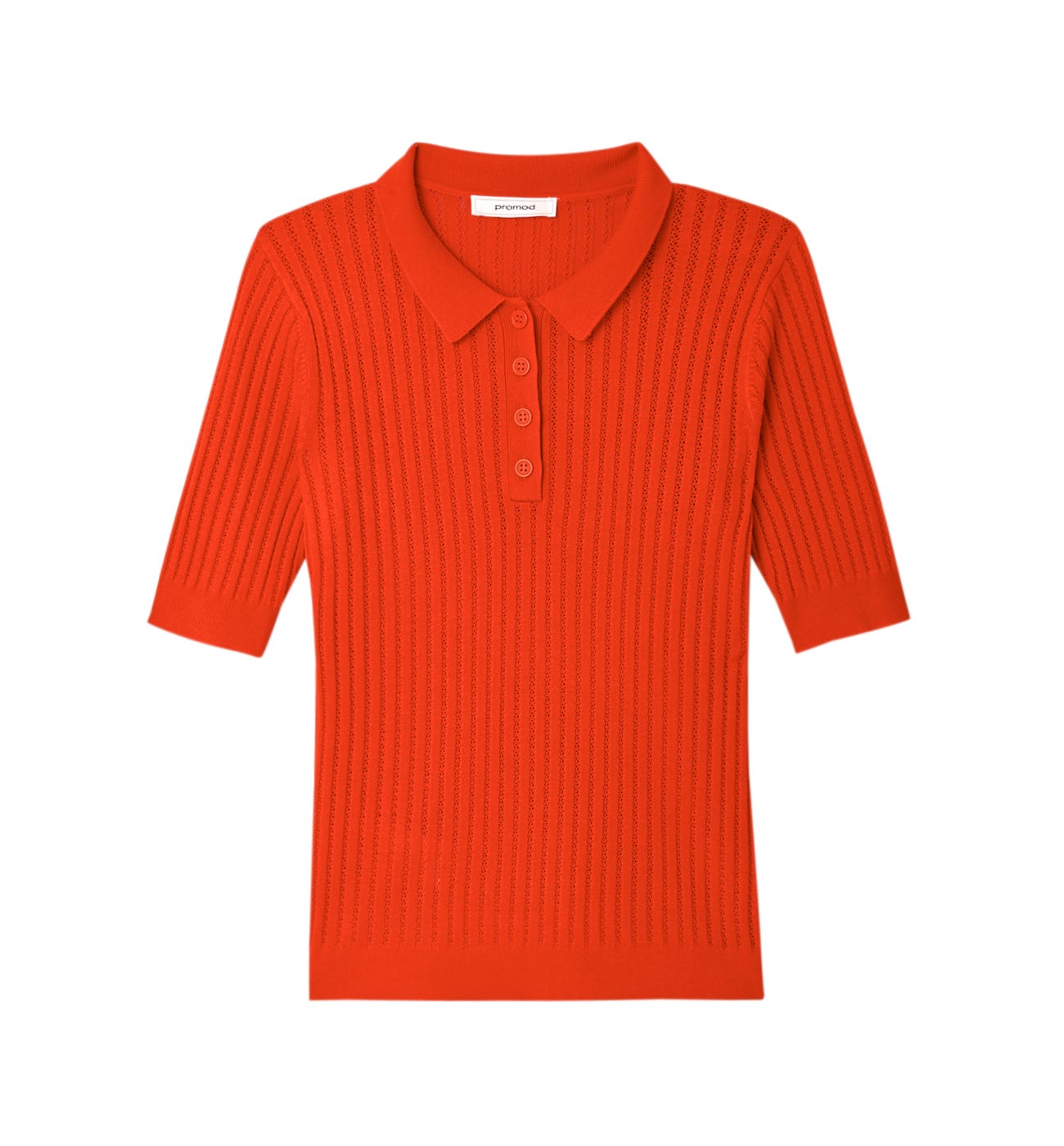 Maglia polo a coste e trafori
