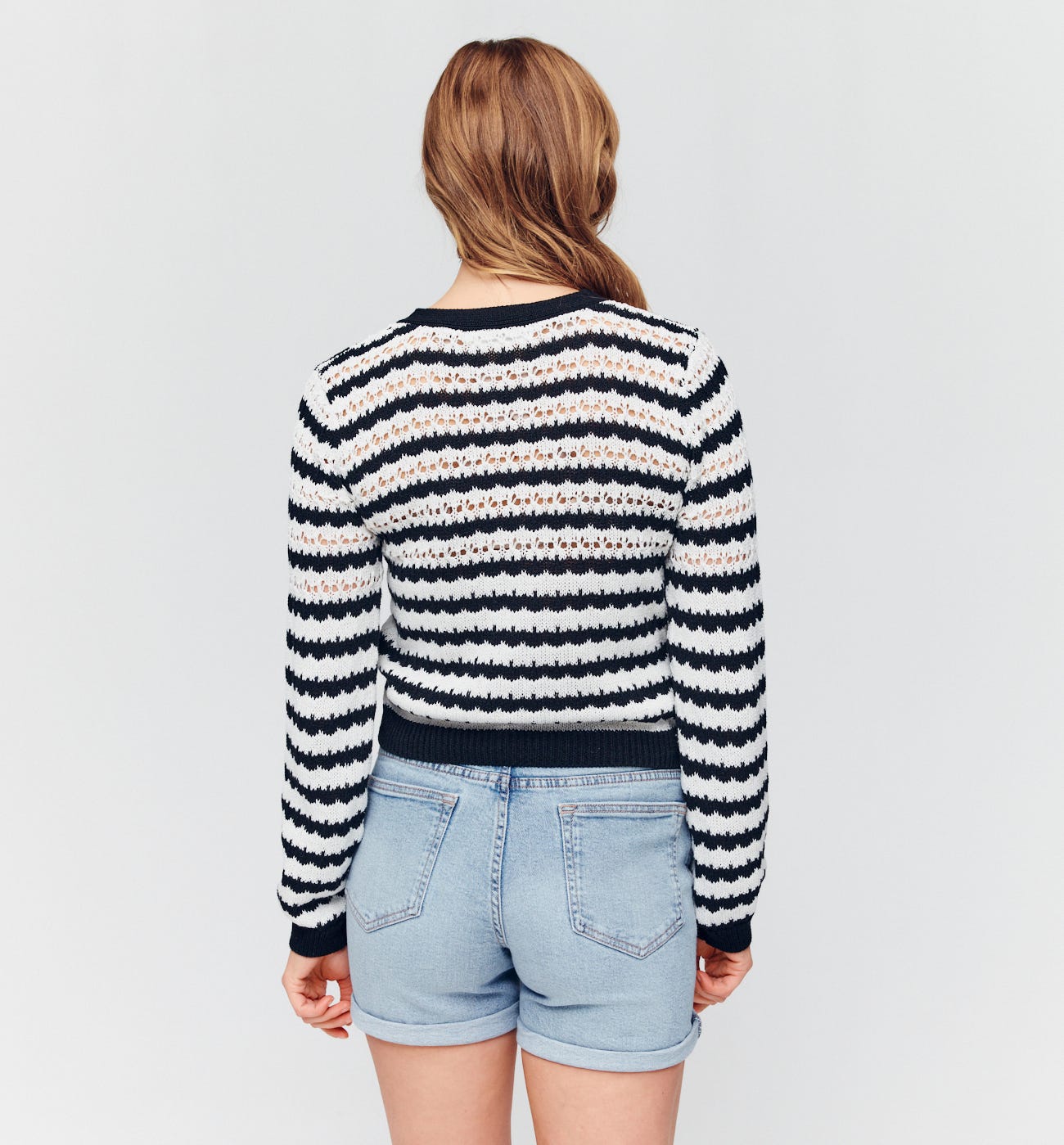 Striped button cardigan