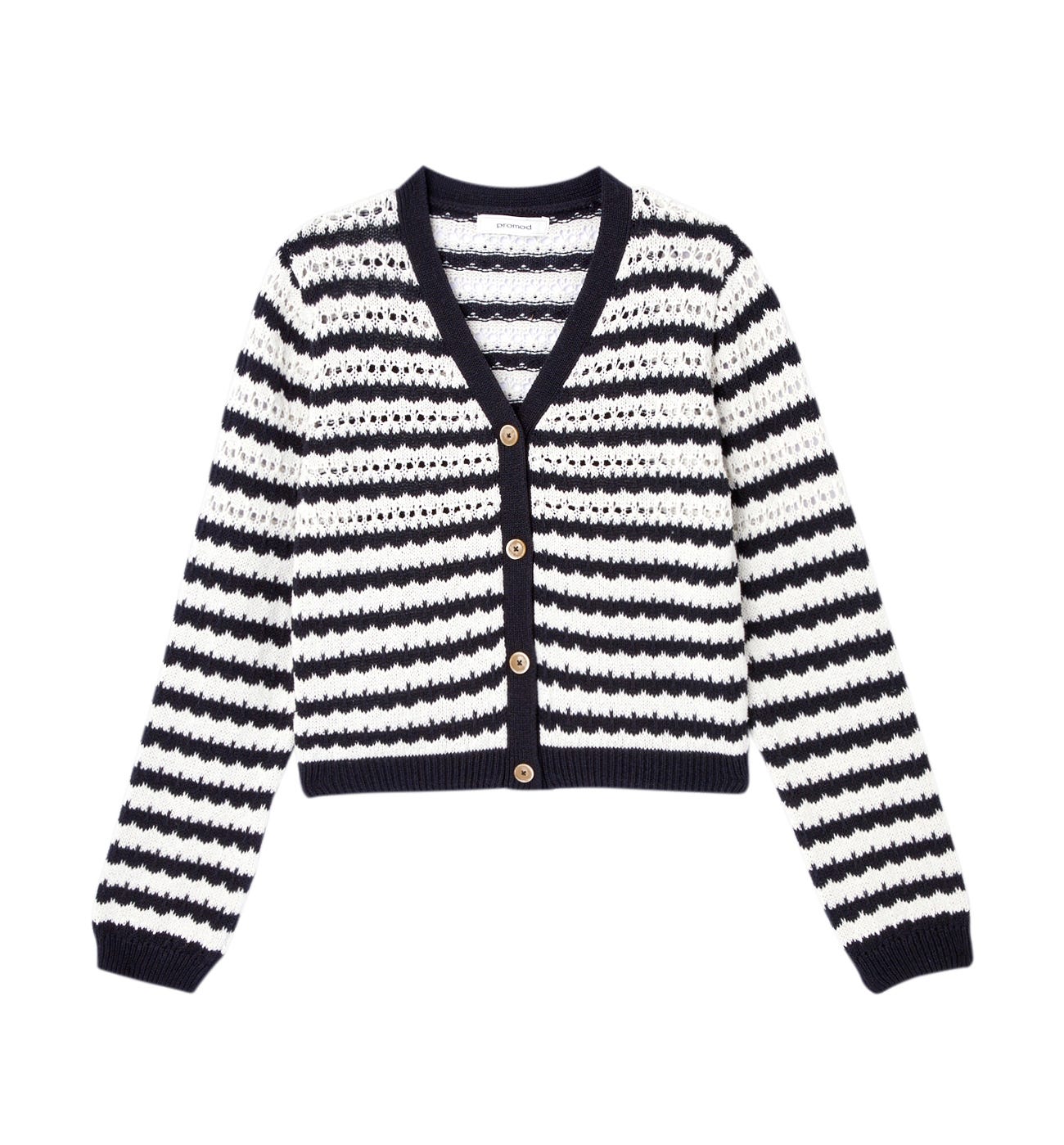 Striped button cardigan - Black stripes