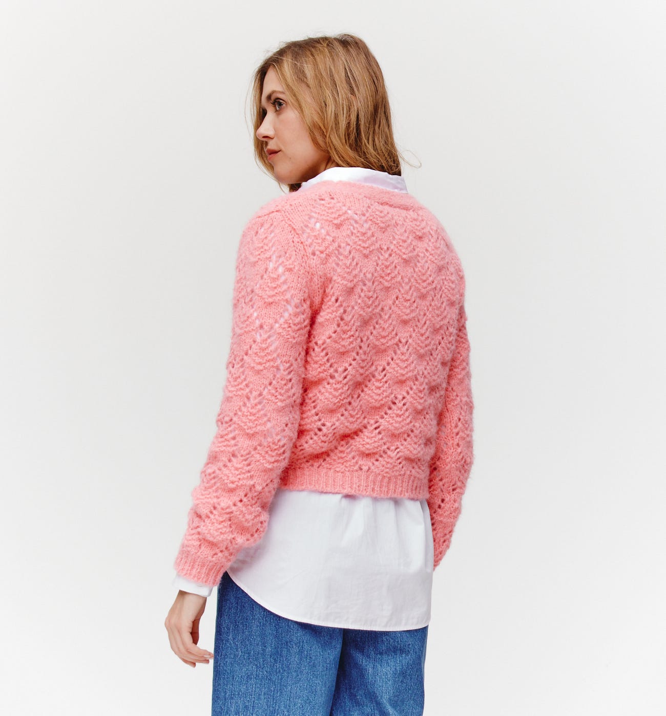 Cardigan corto a trafori