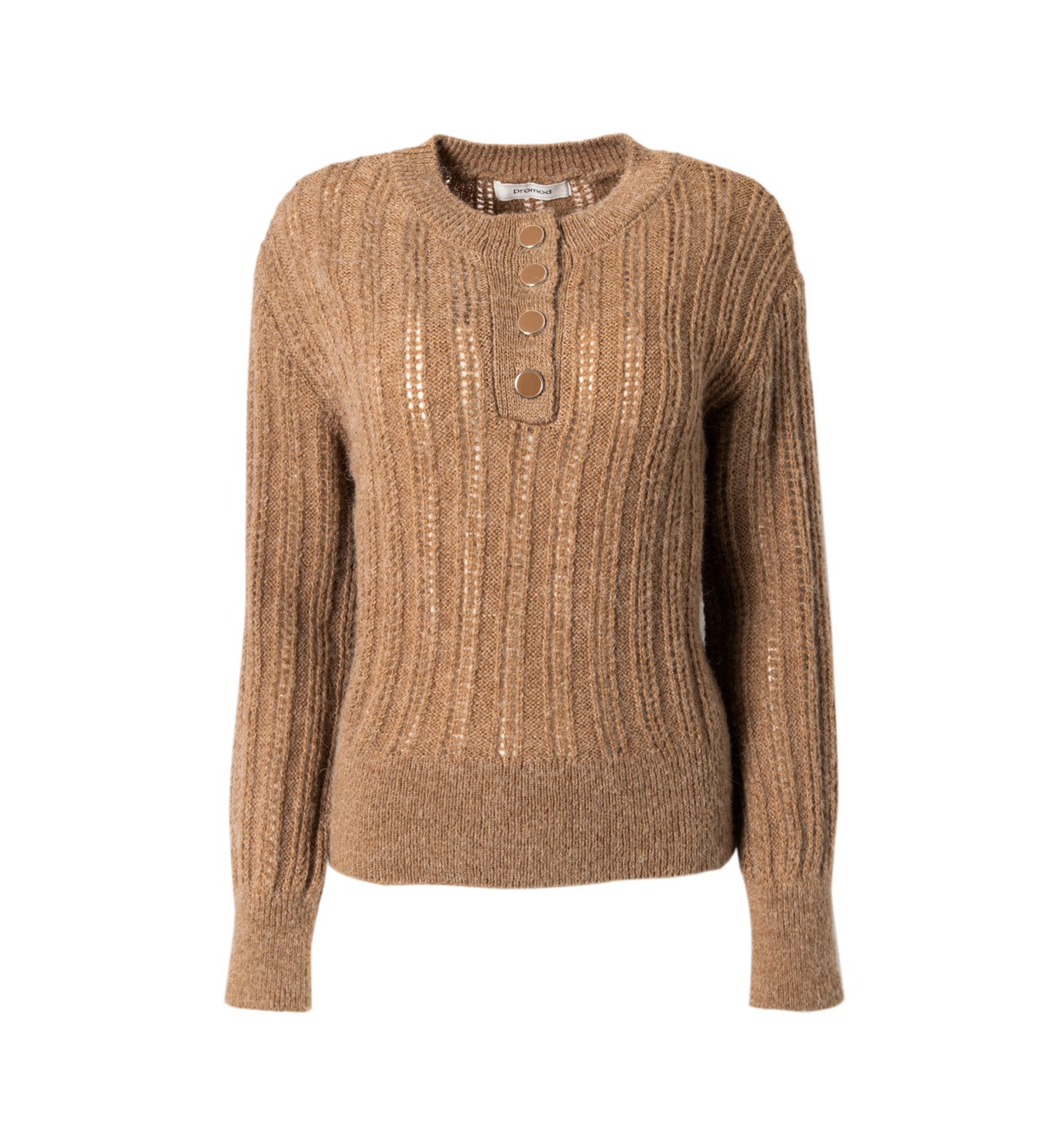 Pull ajouré à col boutonné