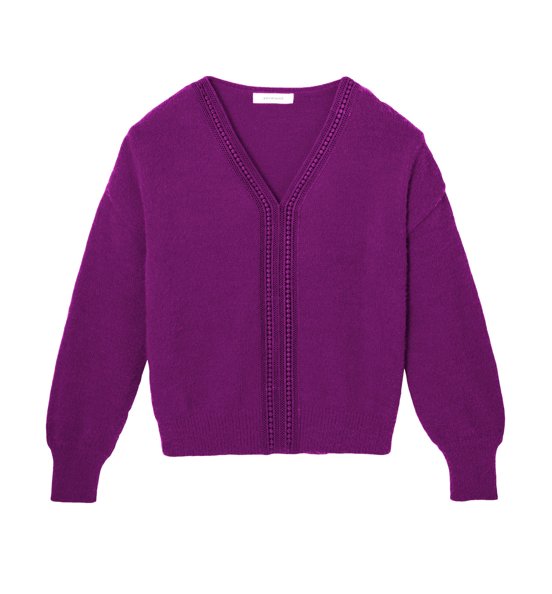 Pull moelleux détail crochet
