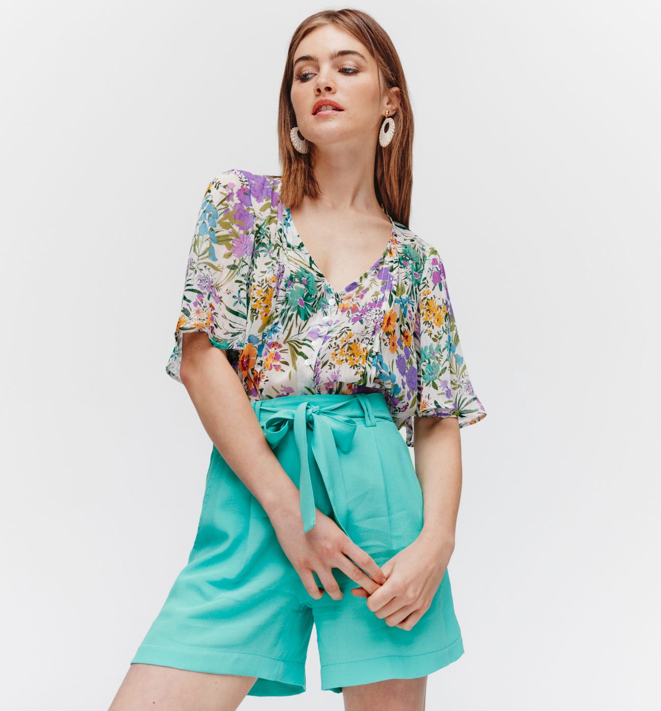 Short taille haute uni Femme