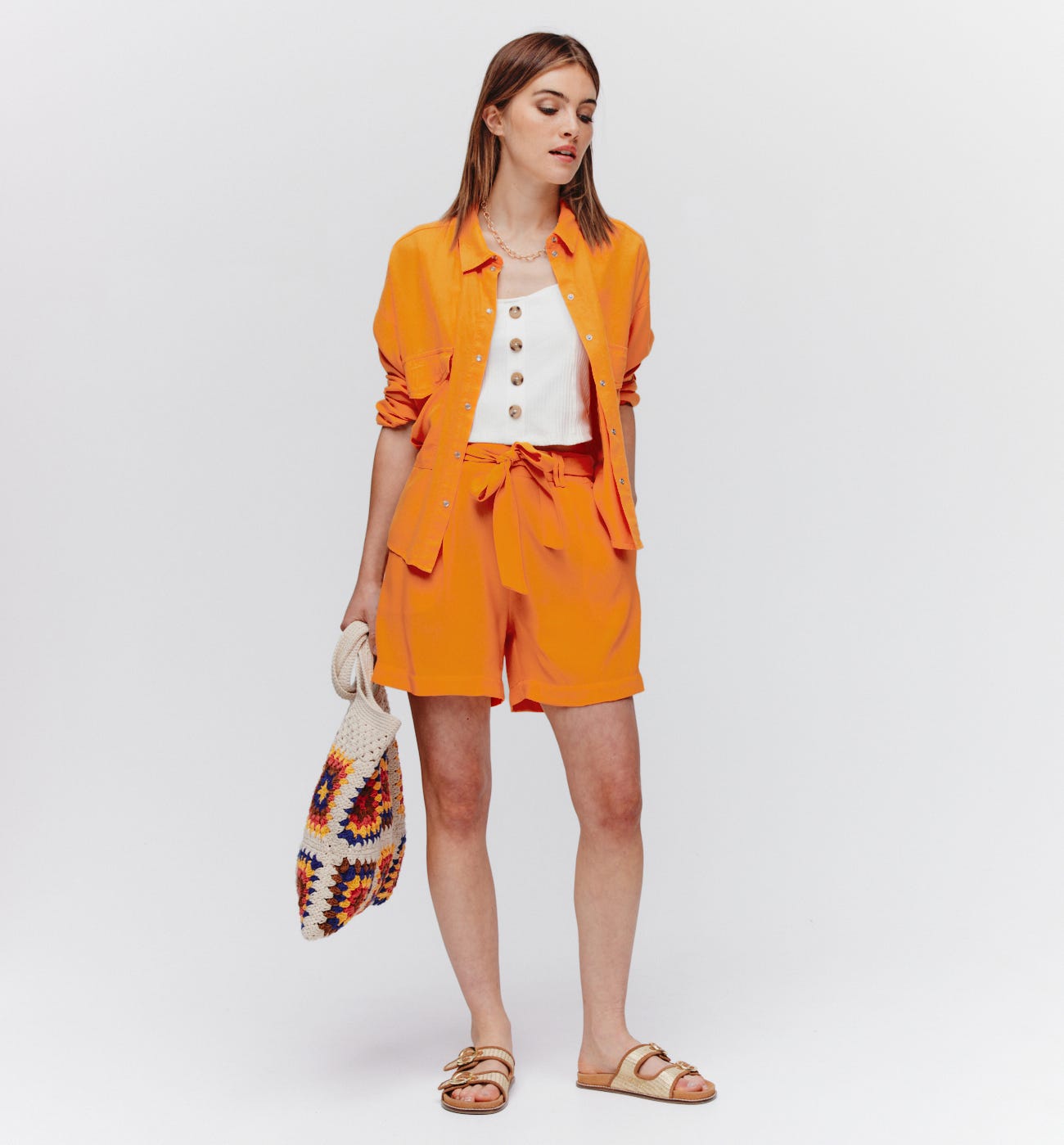 Short taille haute uni Femme