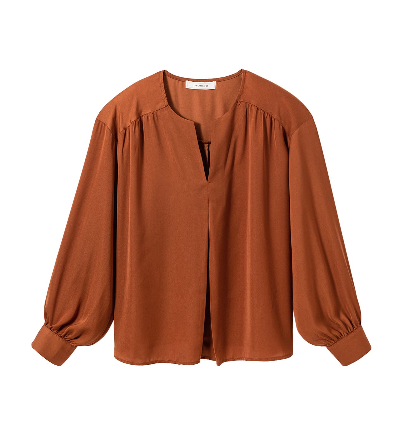 Blusa sedosa con mangas globo