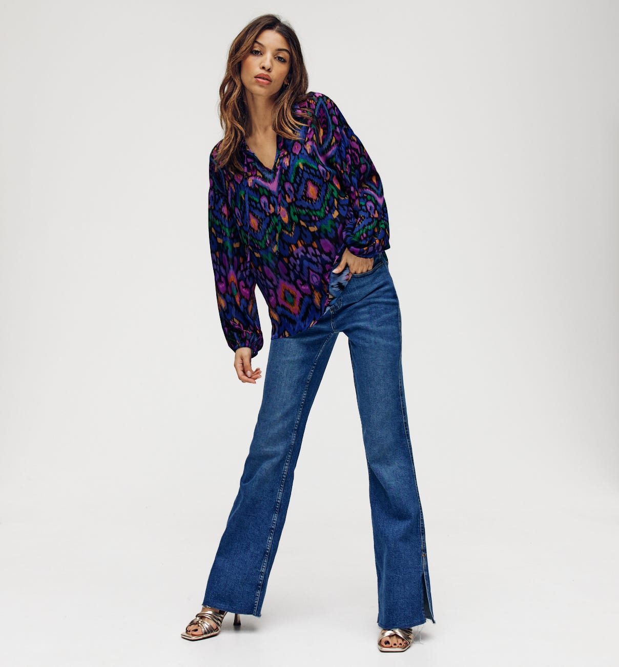 Blusa de gasa estampada