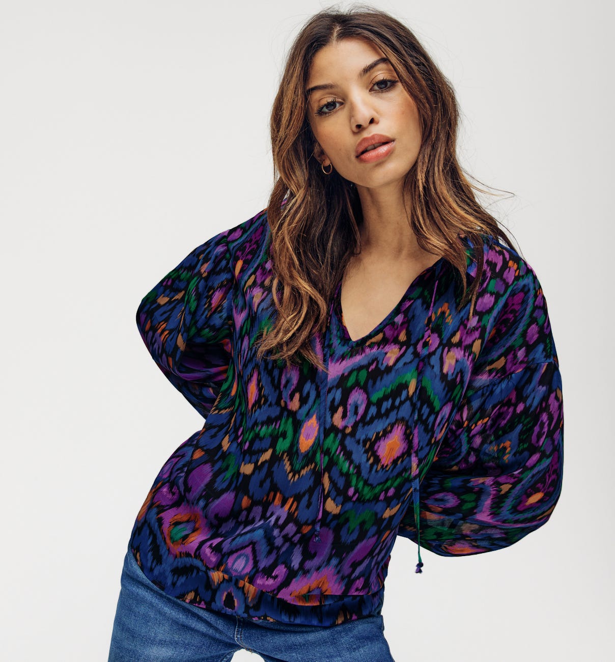 Blusa de gasa estampada