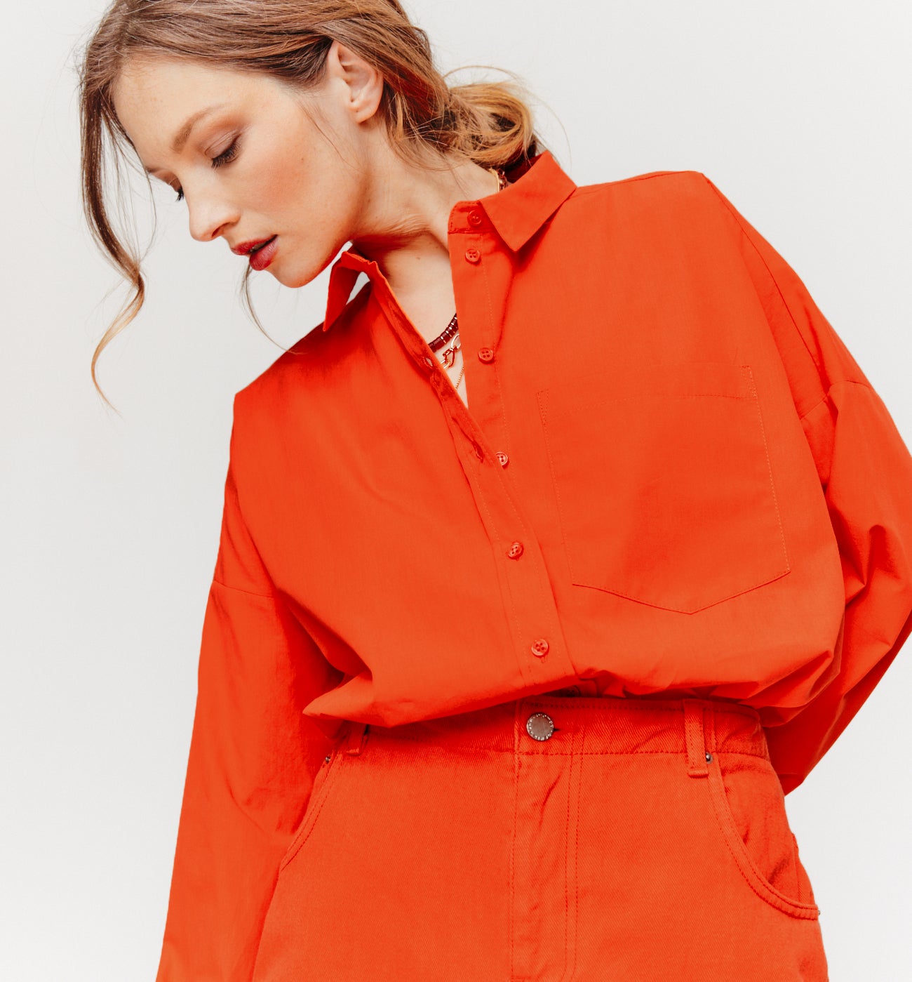 Chemise oversize Femme - Orange