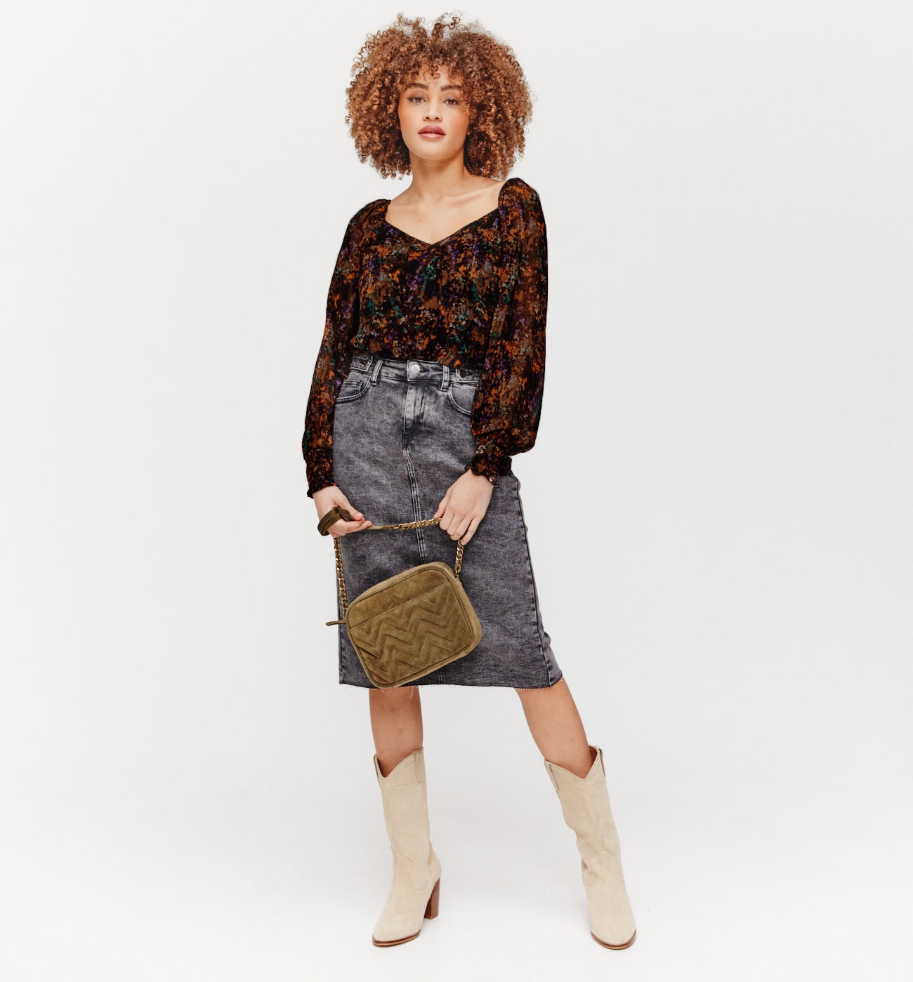 Blusa en gasa estampada