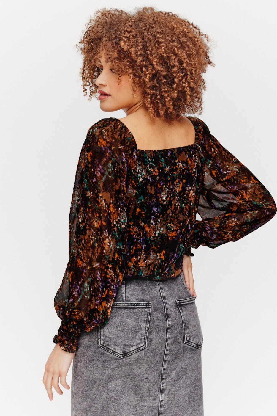 Blusa en gasa estampada