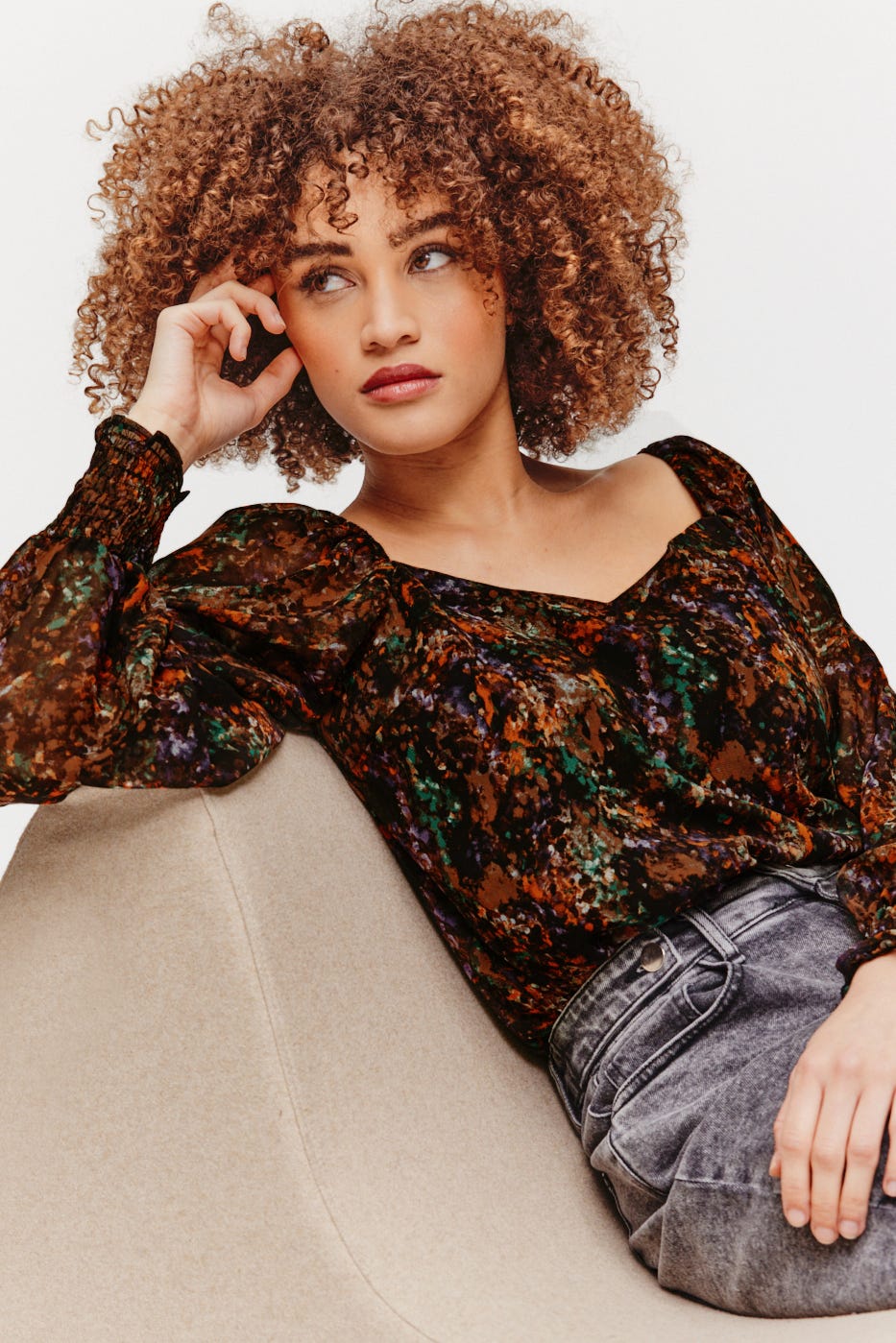 Blusa en gasa estampada