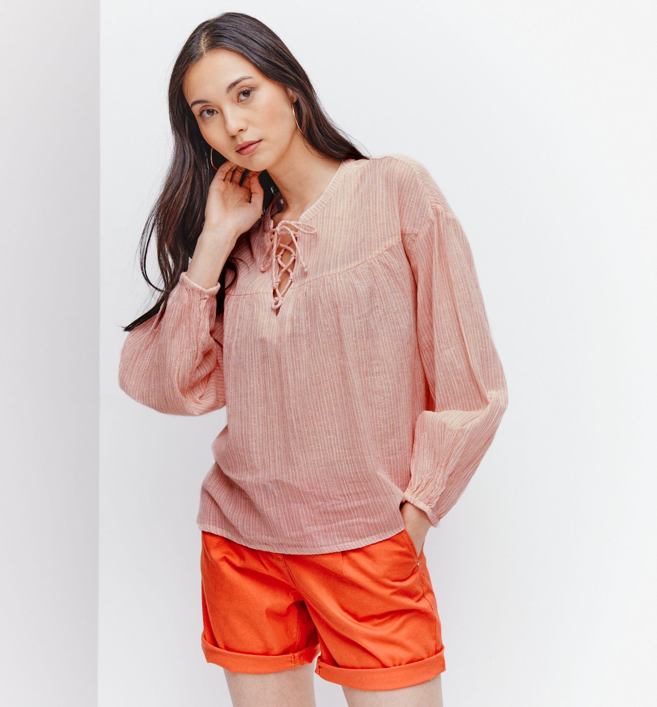 Blouse PROMOD Taille 40 (42) - Bleu - Polyester - Occasion Très Bon État (Impeccable)