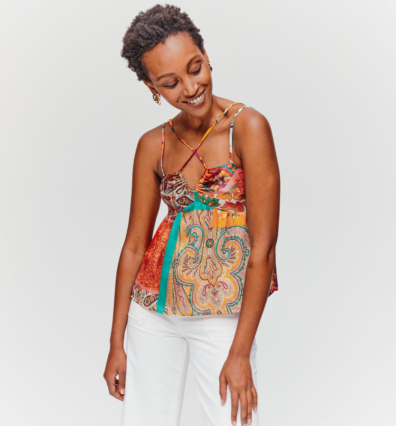 Bedrucktes seidiges Top