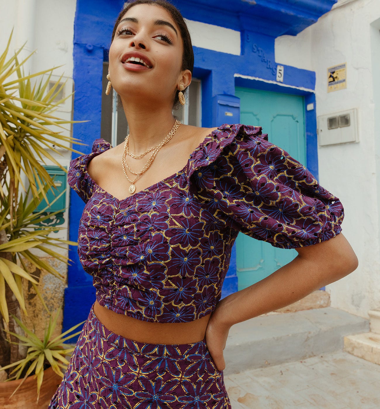 Crop Top mit Ballonärmeln